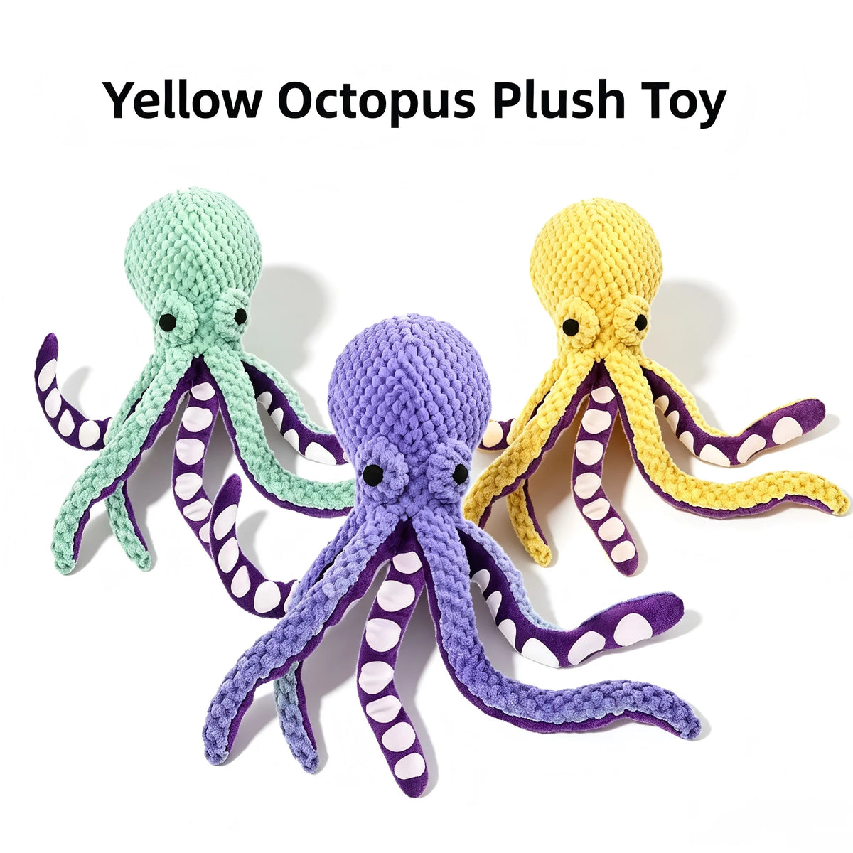 Squeaky Octopus Dog Plush Chew Toy with Braided Cotton Rope Tail Interactive Tug Puppy Teething Toy for Small Medium Dogs