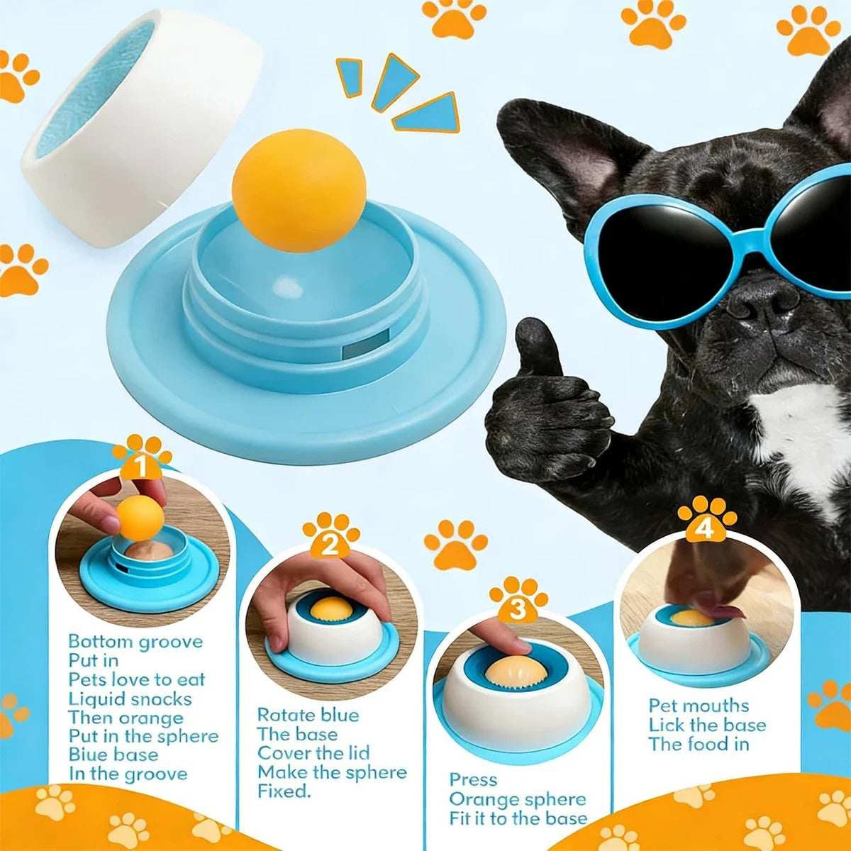 Rotating Lick Ball Slow Feeder for Dogs & Cats