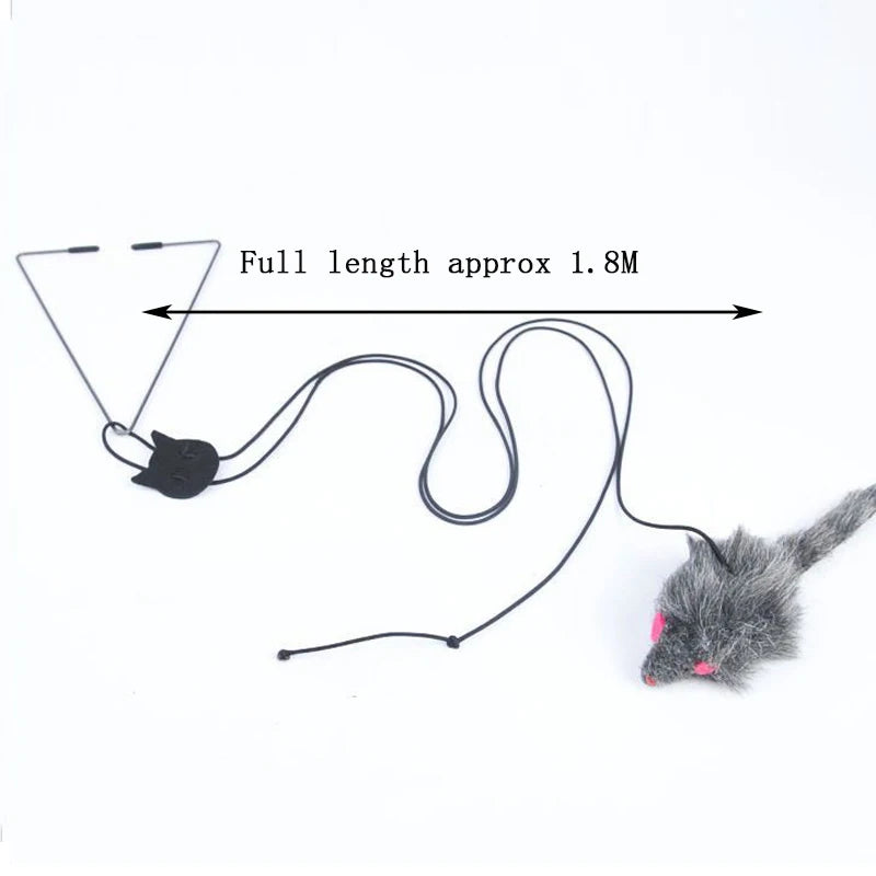 Hanging door mouse teasing cat stick elastic clip door swing hanging jumping toy cat relief pet supplies
