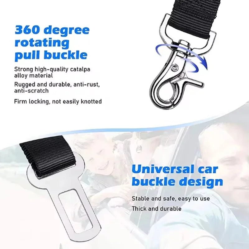 Dog Car Safety Belt with Reflective Line & Damping Belt, Adjustable Length, Suitable for All Dog