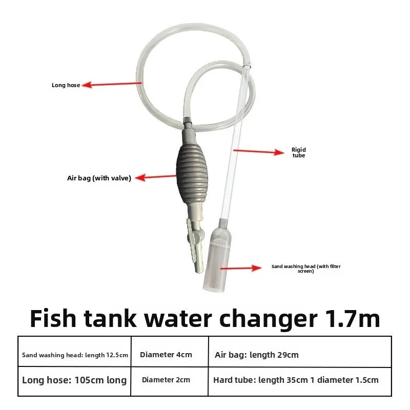 Aquarium Siphon, Manual Water Changer, Fish Tank Gravel Cleaner, Fish Waste Suction Tool