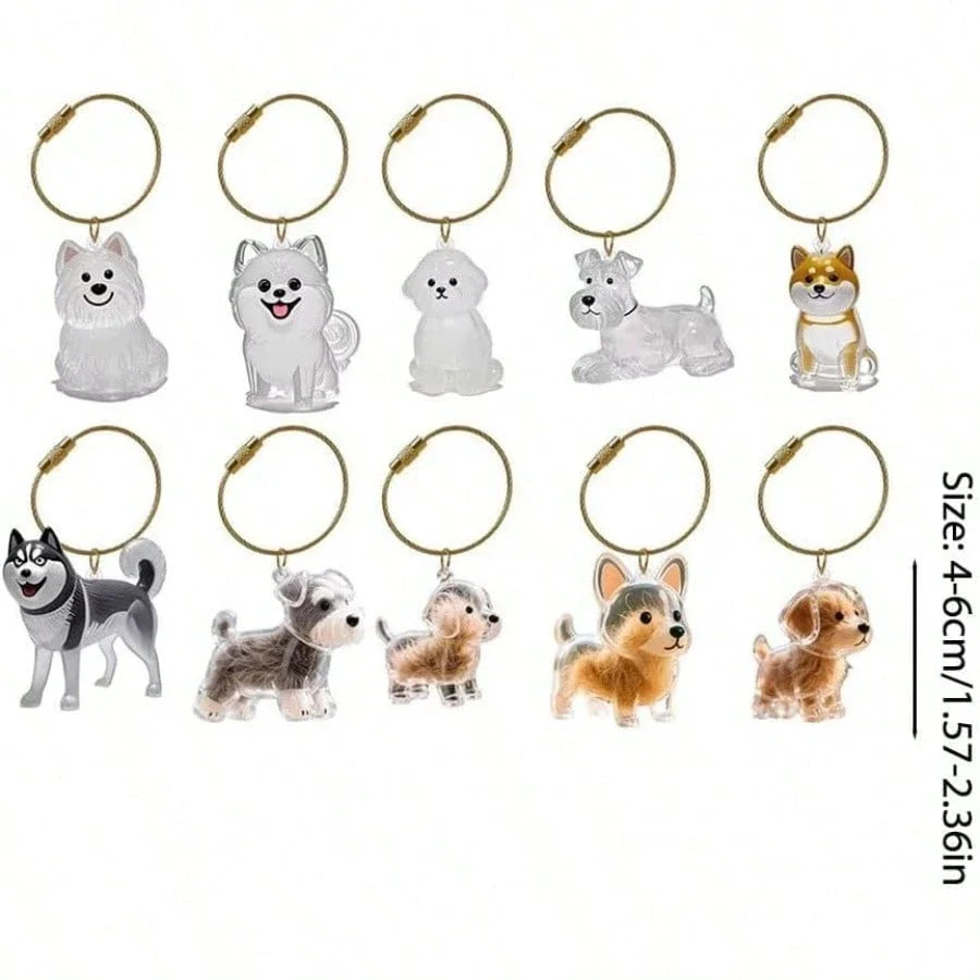 Transparent Dog Hair Storage Container Adorable Pet Keepsake Capsule Pendant With Key Ring for Pet Lovers DIY Memorial Keychain