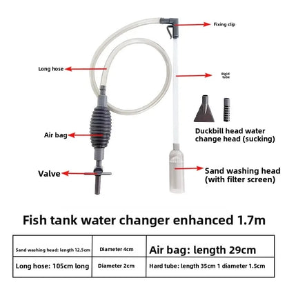 Aquarium Siphon, Manual Water Changer, Fish Tank Gravel Cleaner, Fish Waste Suction Tool