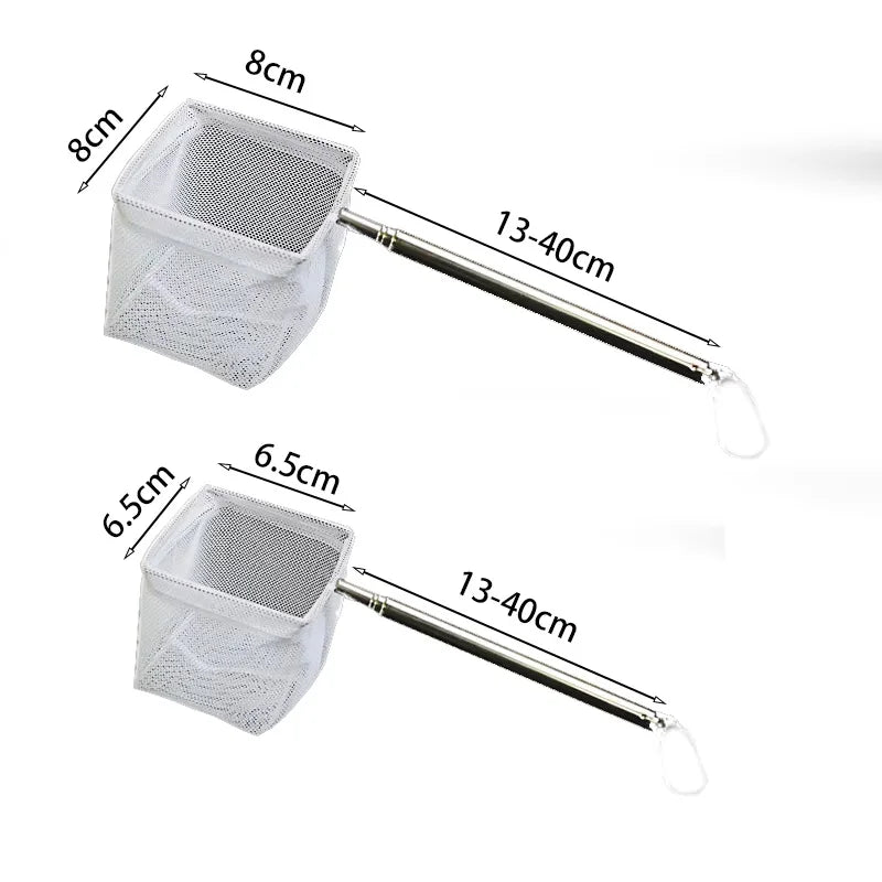 Aquarium Fish Net Fine Mesh Stainless Steel Handle Safe Small Fish Shrimp Betta Fry Tank Cleaning Durable Aquarium Accessory