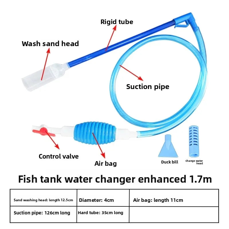 Aquarium Siphon, Manual Water Changer, Fish Tank Gravel Cleaner, Fish Waste Suction Tool