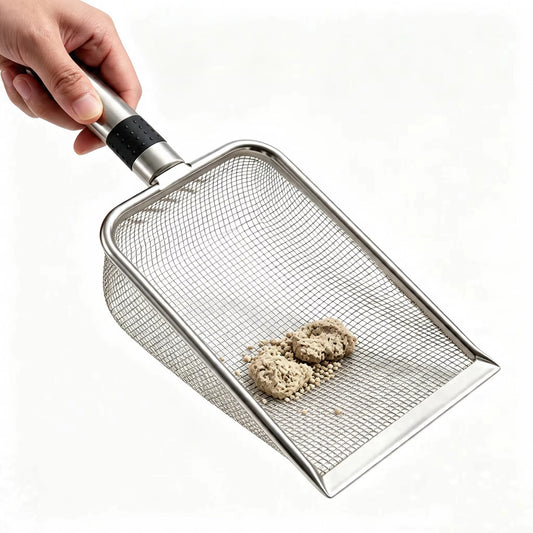 Stainless Steel Cat Litter Scoop, Durable Metal Poop Scooper, Ergonomic Handle, Rust-Resistant, Easy Clean Quick Removal