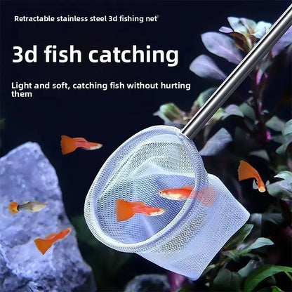 Aquarium Fish Net Fine Mesh Stainless Steel Handle Safe Small Fish Shrimp Betta Fry Tank Cleaning Durable Aquarium Accessory