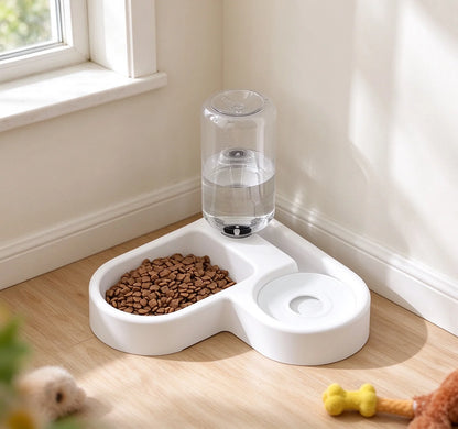 Dual-purpose Automatic Pet Feeding & Drinking Bowl, Love Shape Moisture-proof Cat Dog Bowl for Food and Water