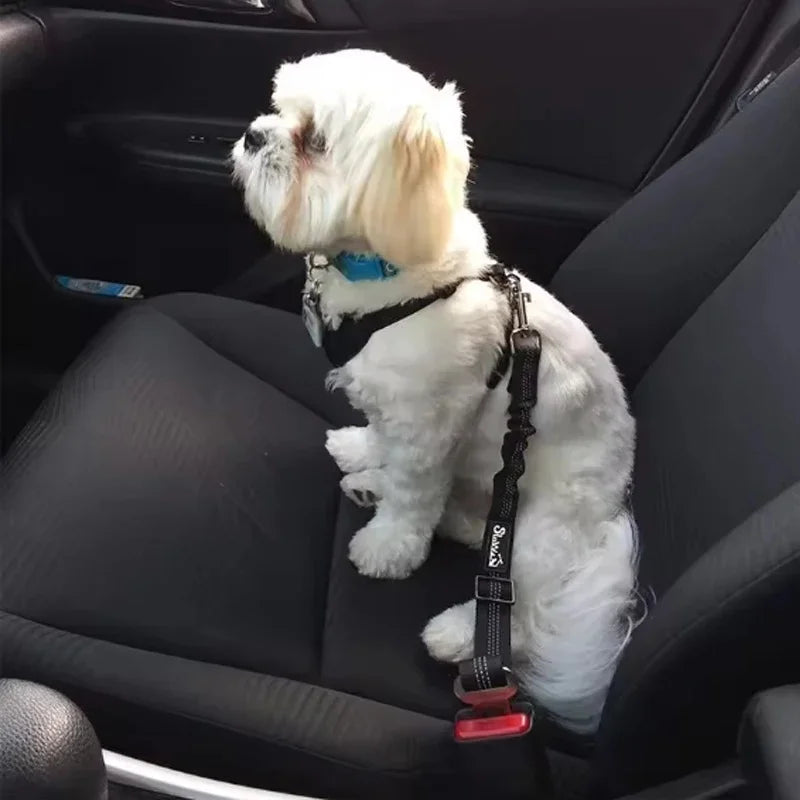 Dog Car Safety Belt with Reflective Line & Damping Belt, Adjustable Length, Suitable for All Dog